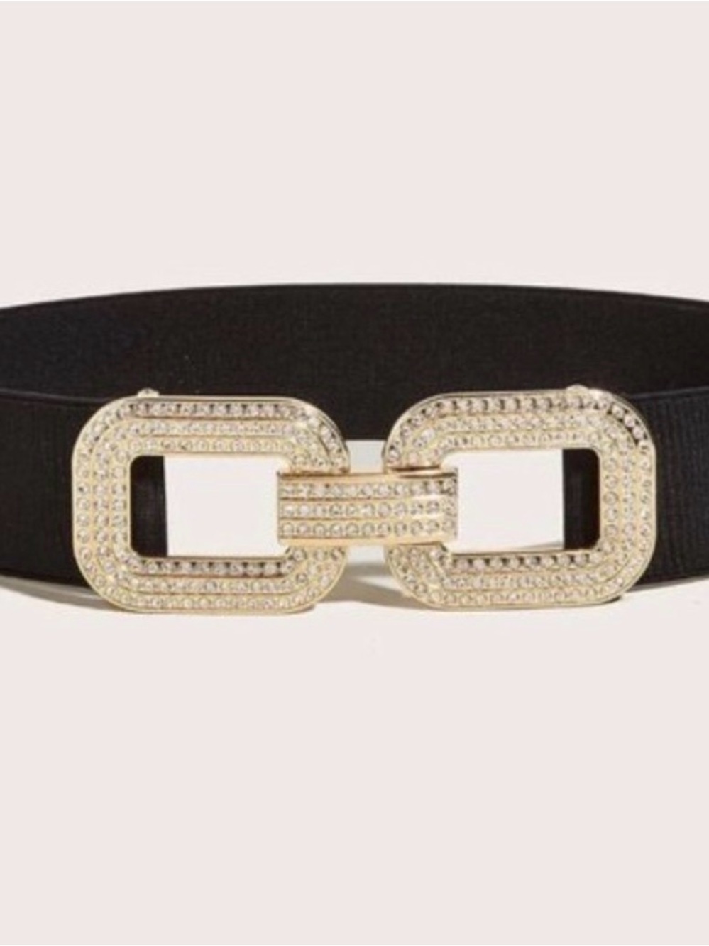 Gold/Black Rhinestone Stretch Belt - Picture 2 of 8